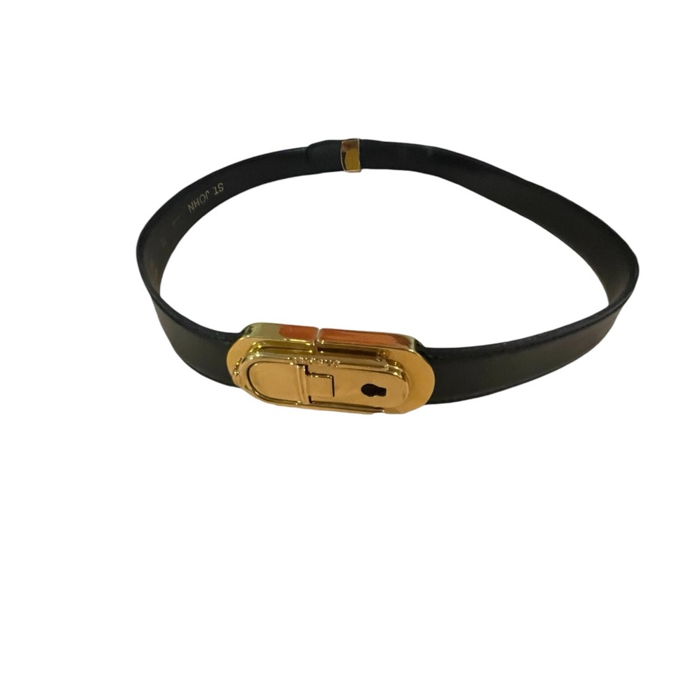 St John black leather belt NWoT